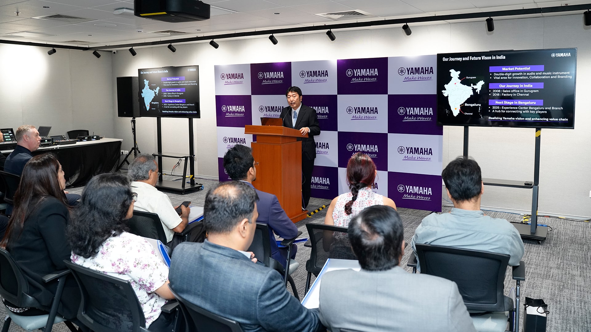 Mr. Taketoshi Yamamoto, Managing Director of Yamaha Music India, sharing his views on the opening of Experience Center in Bengaluru - AV Today