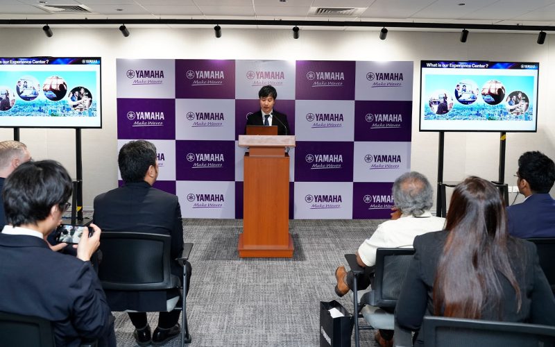 Mr. Shigenobu Namikawa, Assistant General Manager, Audio Marketing Dept. presenting at the official opening of Bengaluru Experience Center - AV Today Magazine