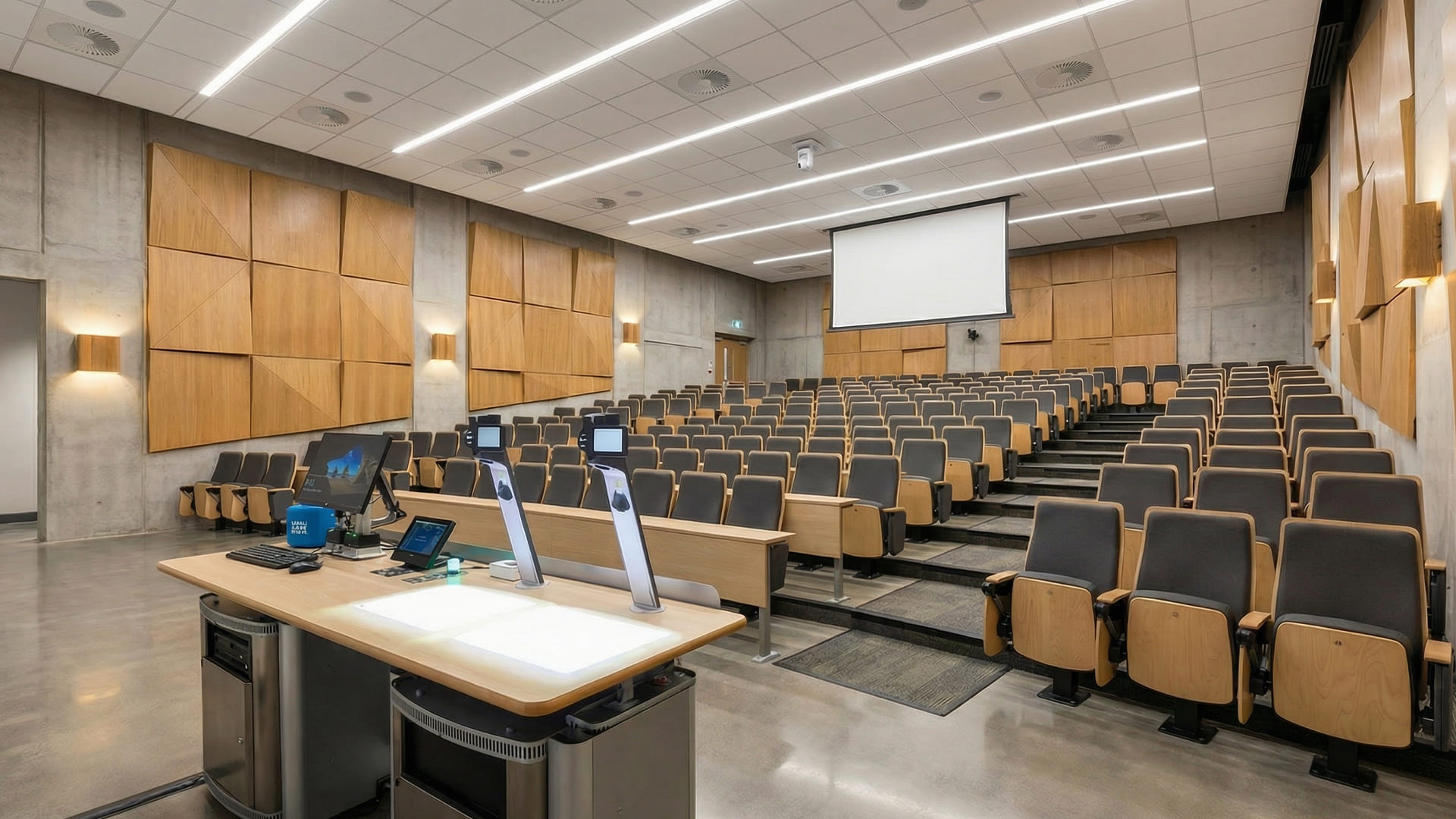 Educator acting as a facilitator, guiding university students through a hands-on problem-solving session in a modern experiential learning environment.