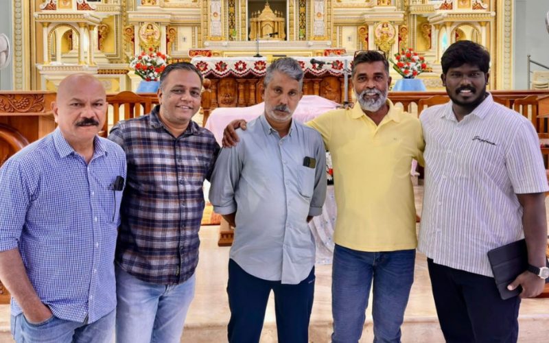 Altar area of Mount Carmel Forane Church featuring AKG D7S microphones and HH Audio TRM1201 stage monitors.