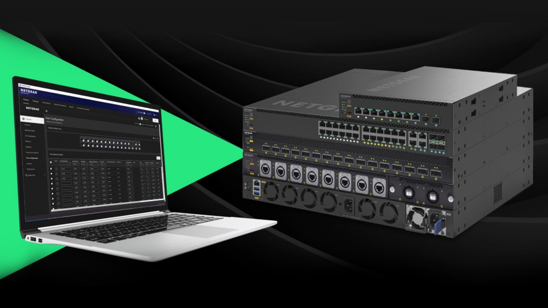 Interface of NETGEAR Engage Controller 2.4 showing offline provisioning and virtual switch configuration for AV-over-IP