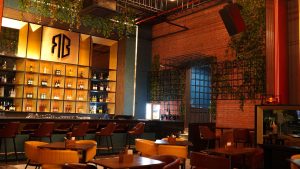 High-energy dance floor at The Revolution Bar Pune featuring d&b audiotechnik 24S loudspeakers and DJ booth.