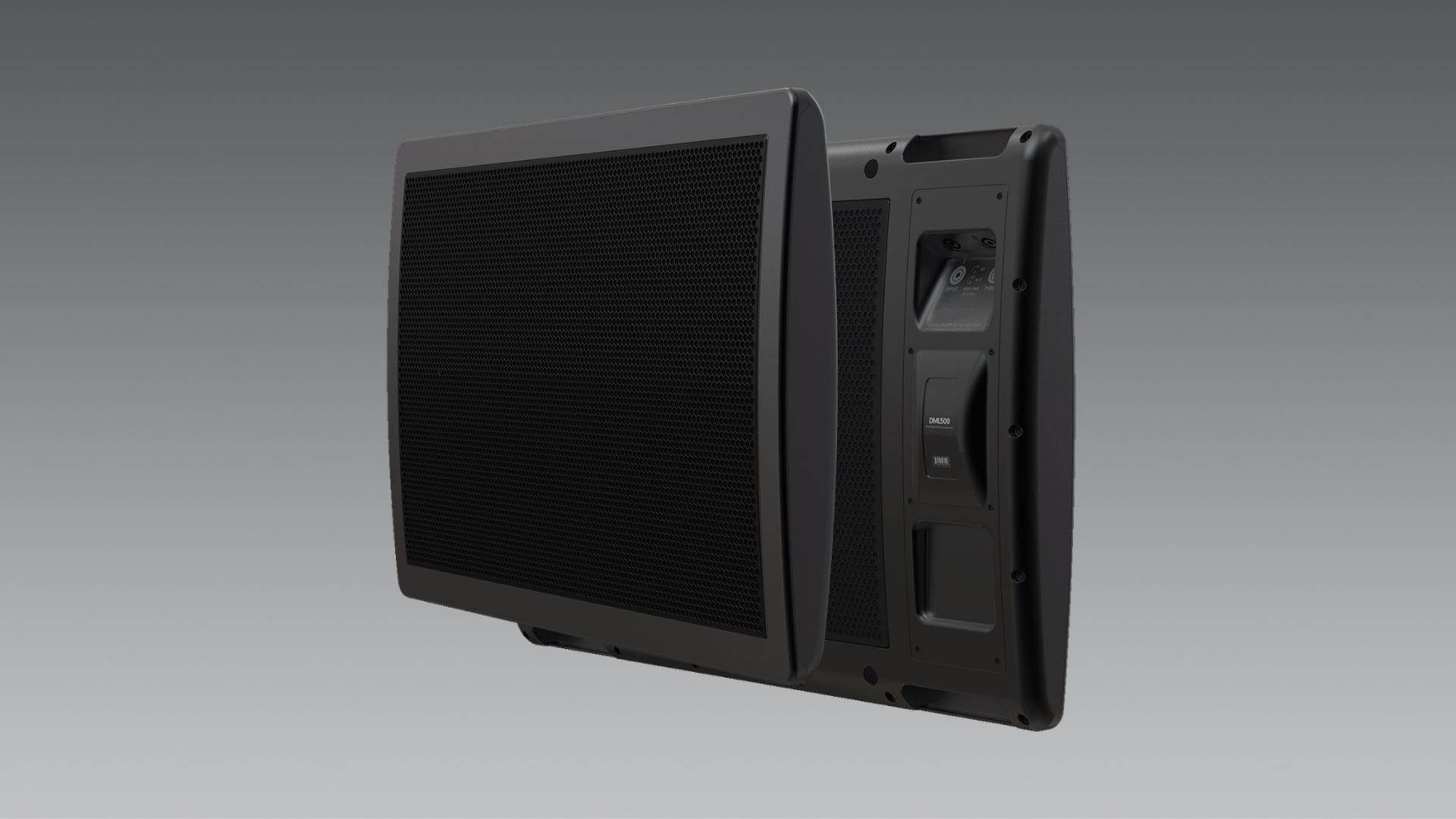 Profile view of the ultra-slim DML 500 flat panel speaker highlighting its thin, lightweight design