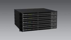 Front view of the Dynacord IX Series rack-mount multi-channel networked DSP amplifier.