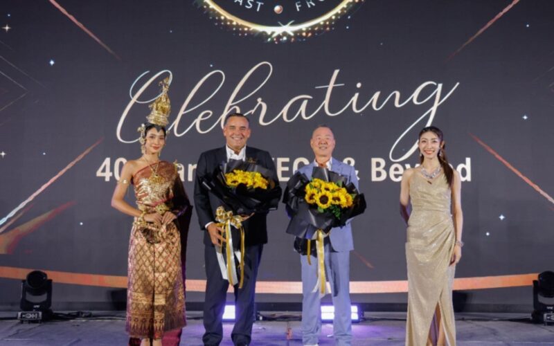 VEGA executive leadership team and regional managers participating in a celebratory toast during the 40th anniversary gala.