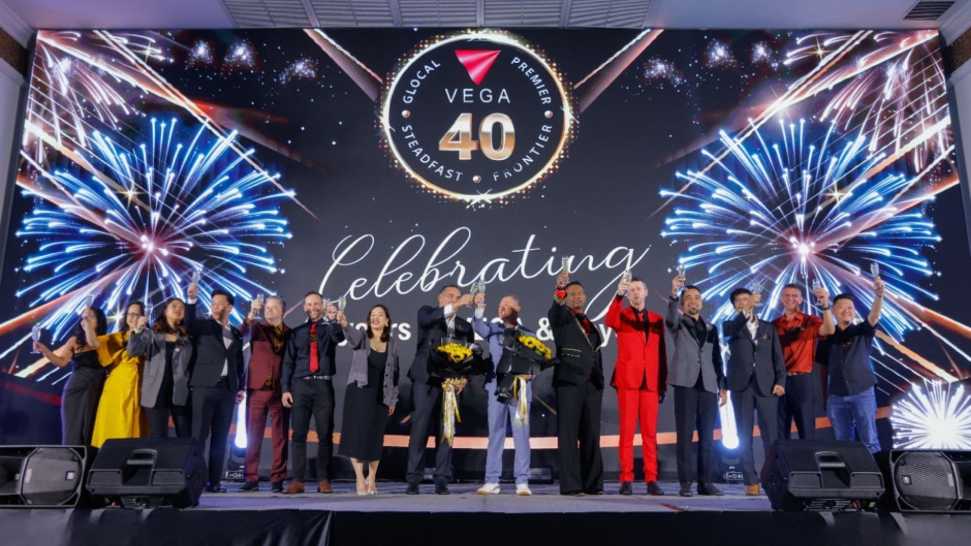 VEGA Founder Laurie Chow reflecting on four decades of the company's growth during the anniversary gala.