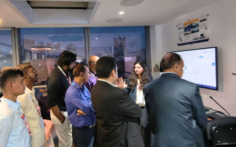 Guests exploring workplace AV and collaboration technologies at the AllWave Workplace Technology Concept Centre.