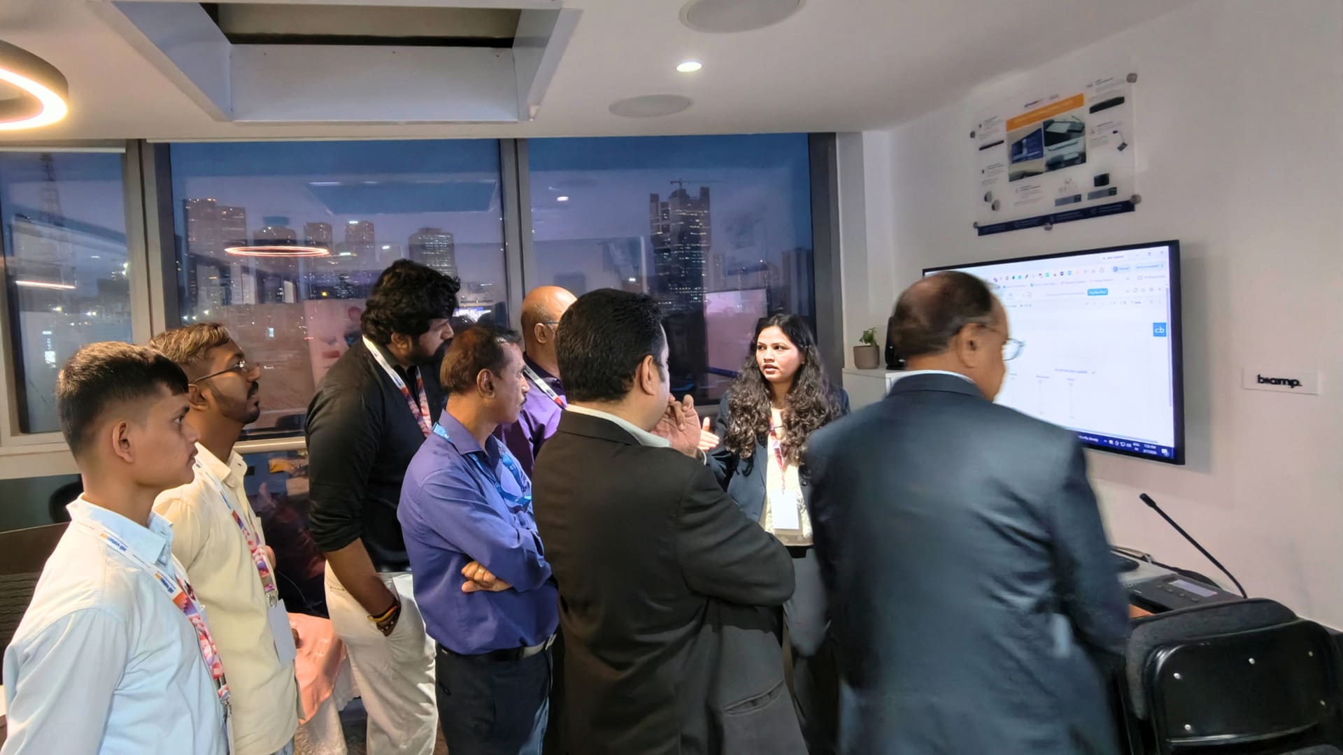 Guests exploring workplace AV and collaboration technologies at the AllWave Workplace Technology Concept Centre.