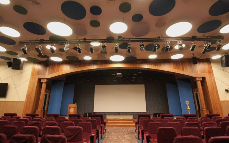 d&b CCL subwoofers installed in Christ University auditorium