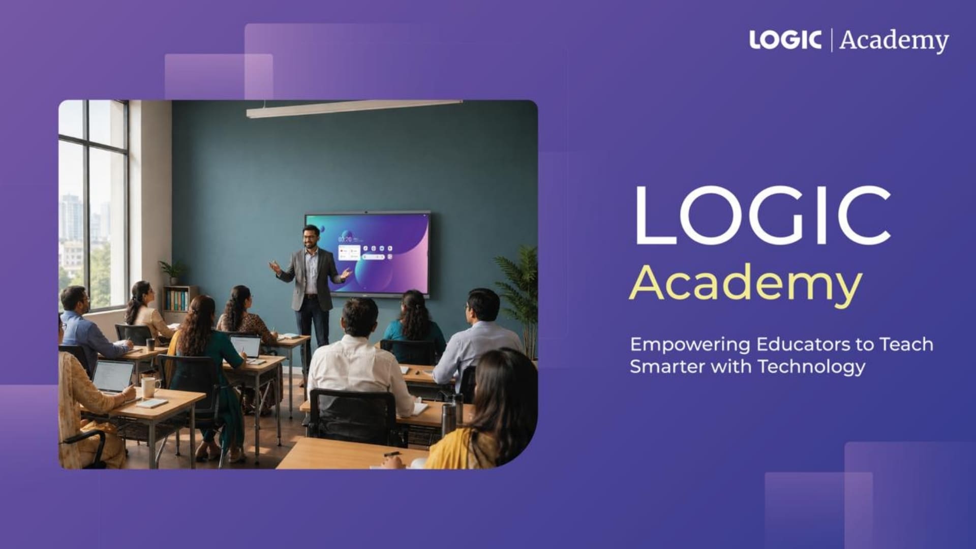 Educators participating in smart classroom technology training through LOGIC Academy.