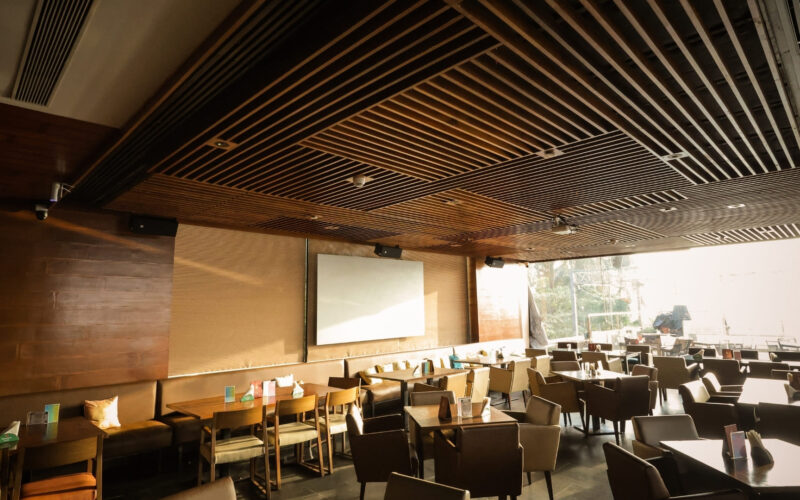 Meyer Sound UP-4slim loudspeakers providing fill coverage at OTR Bar