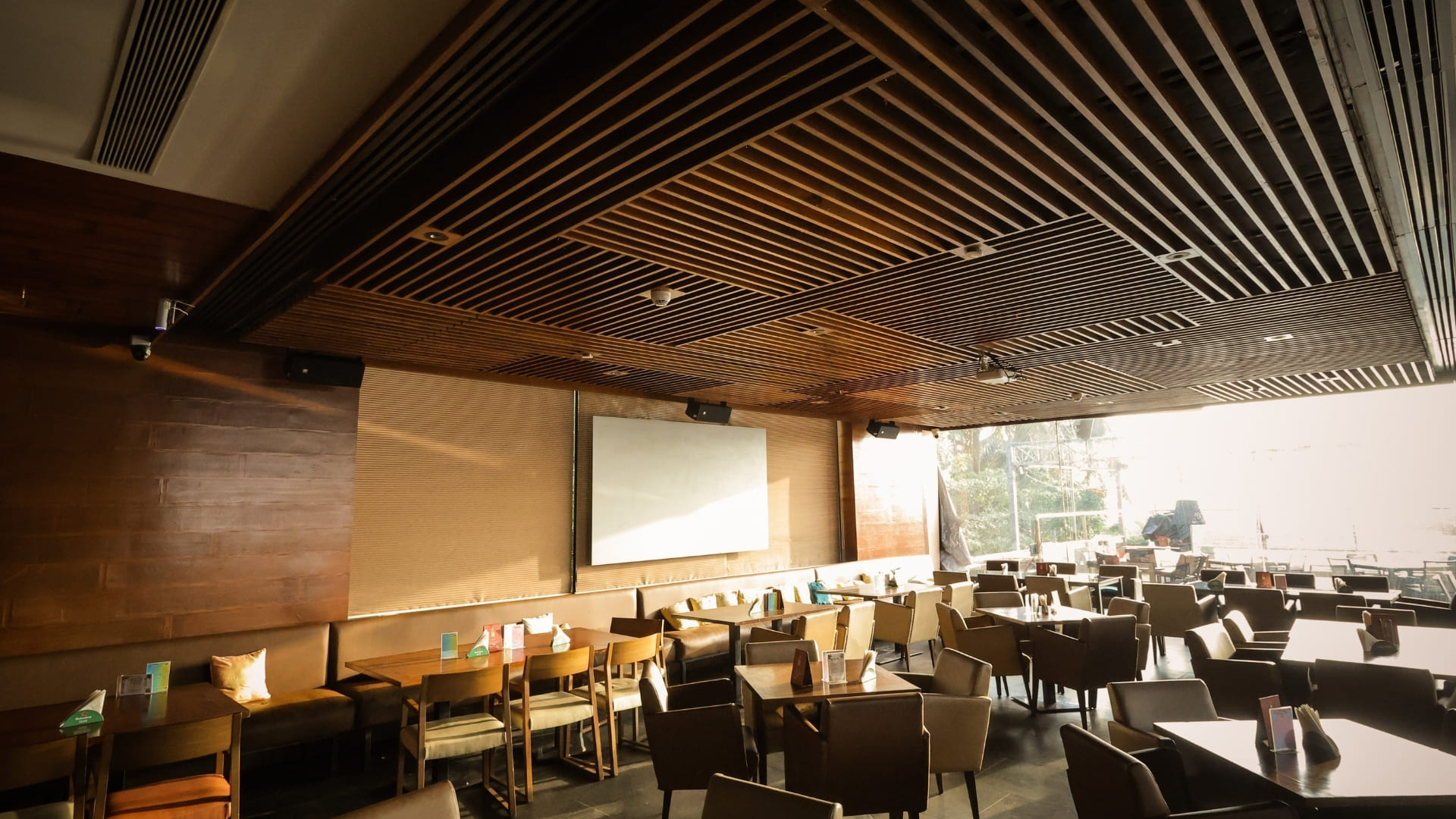 Meyer Sound UP-4slim loudspeakers providing fill coverage at OTR Bar