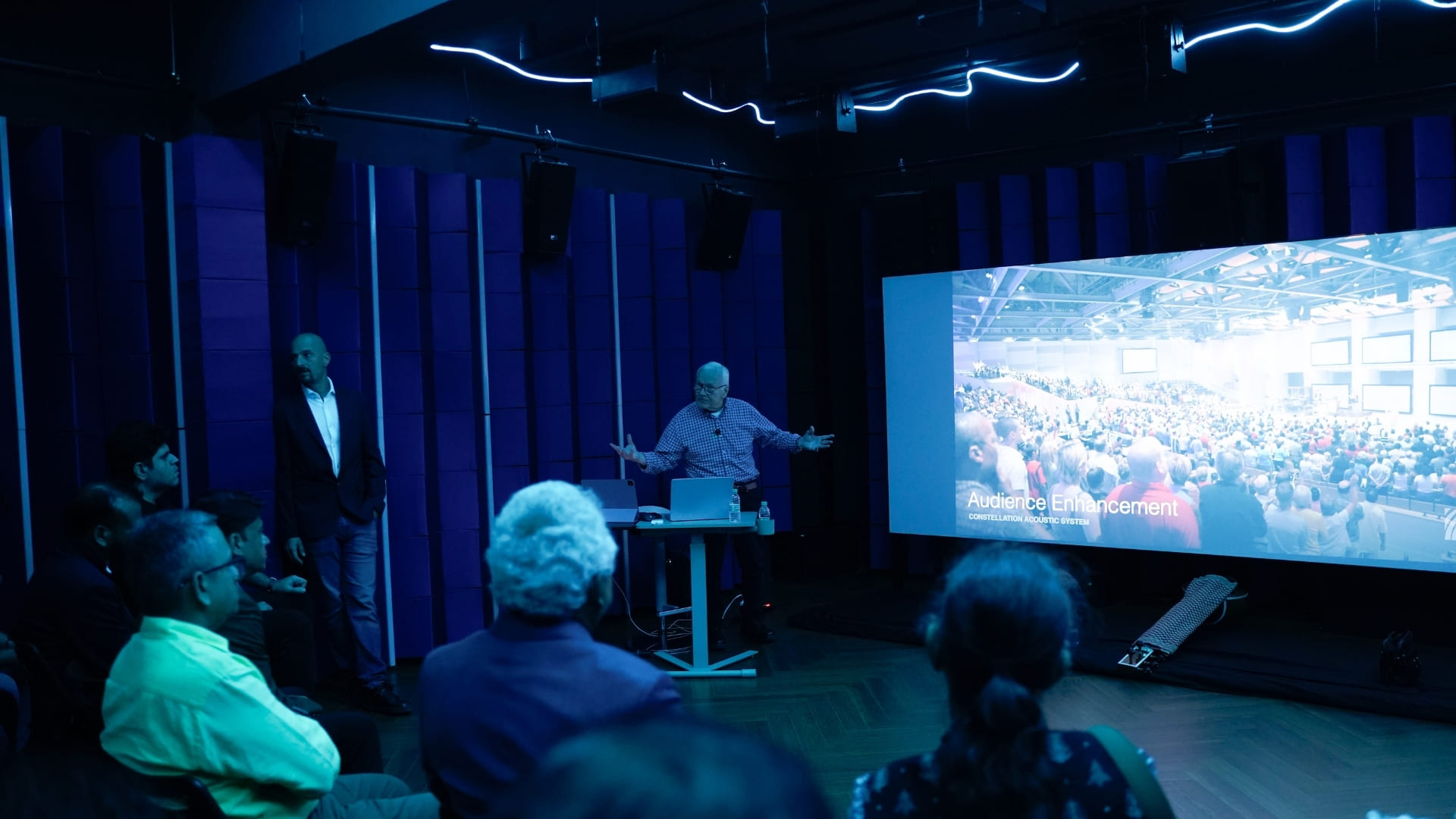 Qubix Experience Centre featuring immersive home theatre, podcast studio and smart living room.