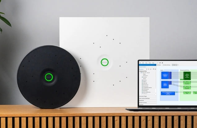 Sennheiser TeamConnect Ceiling M Plus integrated with Q-SYS using PartnerLink.