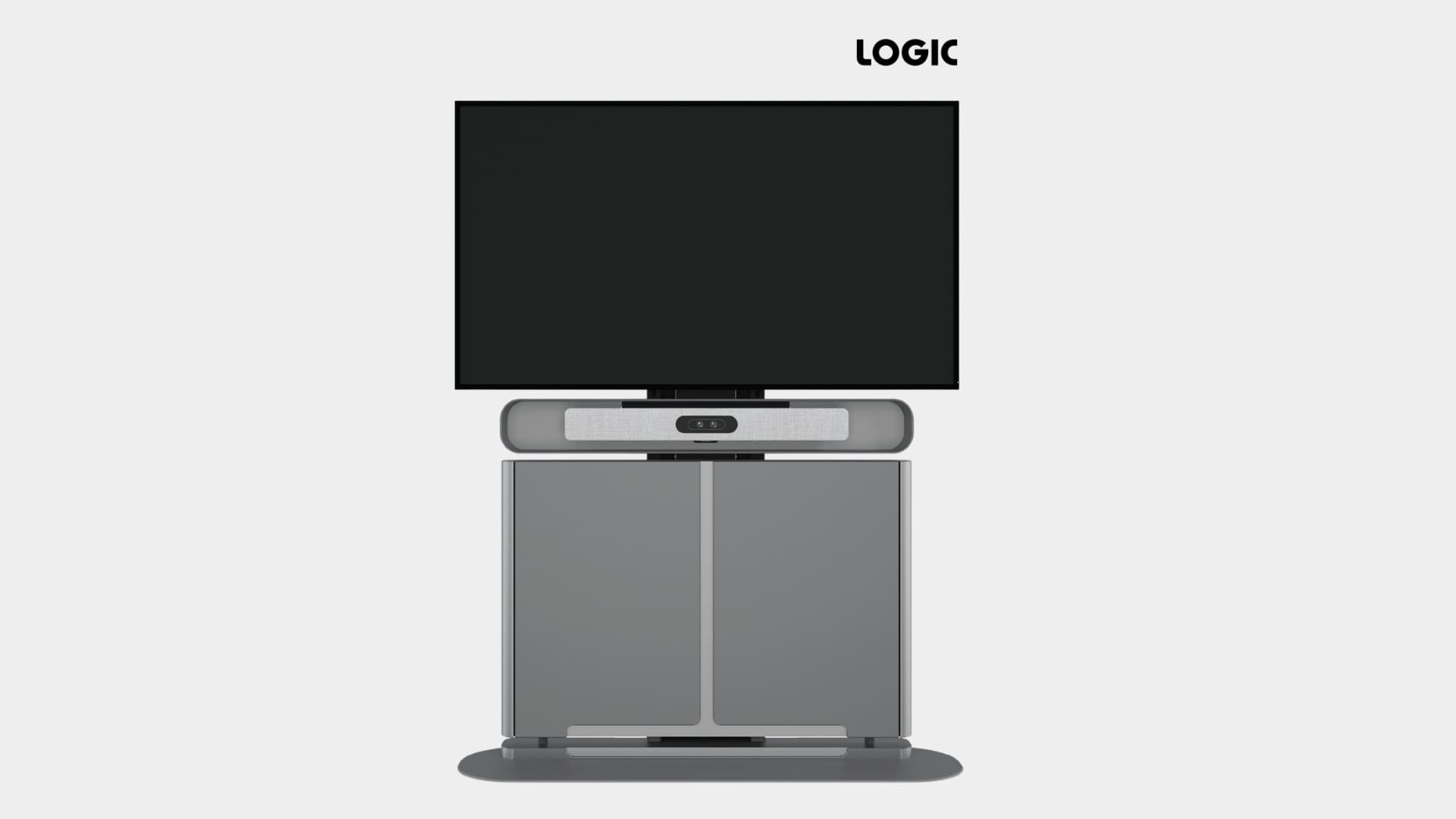 LOGIC Express Pod freestanding modular AV framework with display and video bar